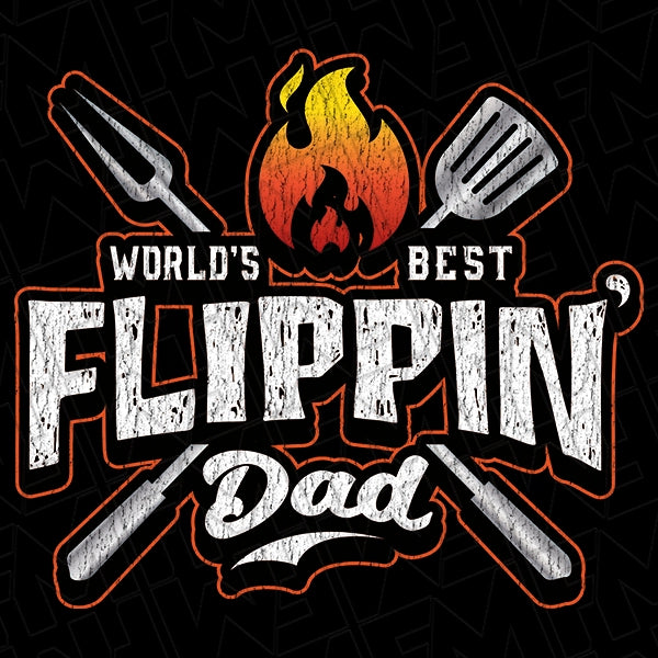 World's Best Flippin Dad Grill Master Father's Day DTF Transfer applied to a shirt