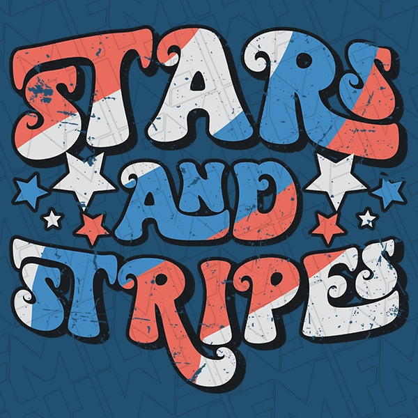 Retro Stars and Stripes Patriotic DTF Transfer applied to a shirt