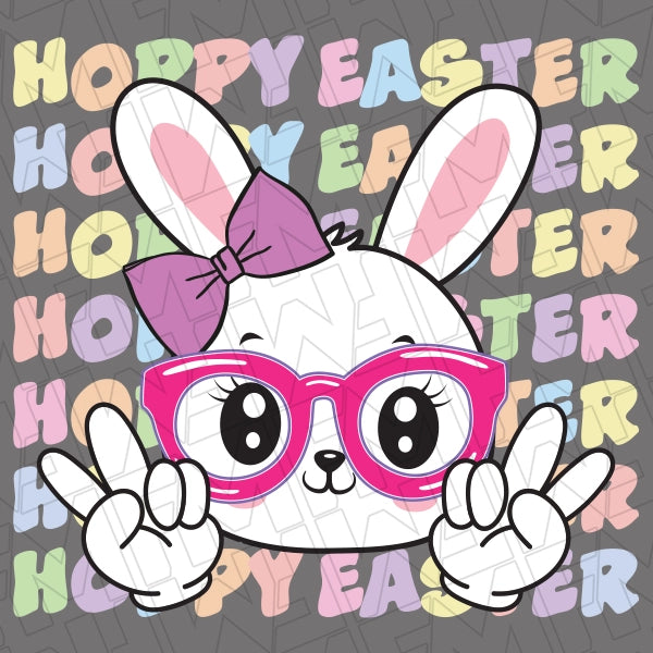 Hoppy Easter Peace Bunny Kids DTF Transfer applied to a shirt