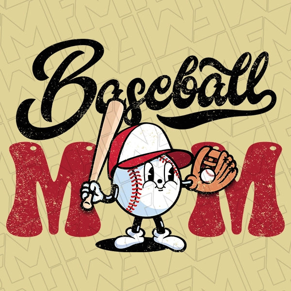 Baseball Mom Baseball DTF Transfer applied to a shirt