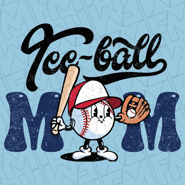 TeeBall Mom Baseball DTF Transfer applied to a shirt
