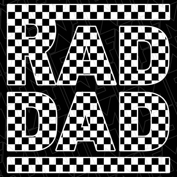 Rad Dad Checker DTF TransferFathers Day applied to a shirt