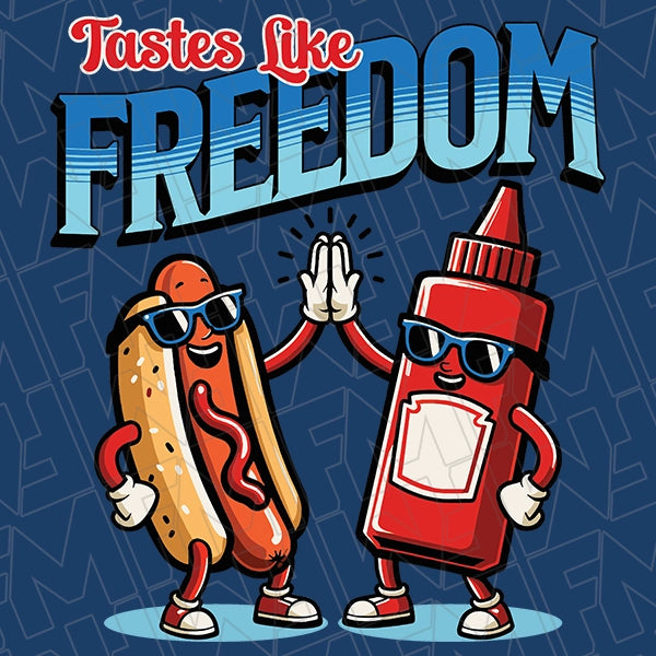 Tastes Like Freedom Retro Hot Dog Funny Patriotic DTF TransferPatriotic applied to a shirt