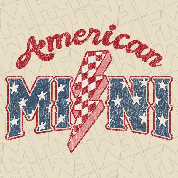 American Mini Checker Lightning Bolt Mommy and Me Patriotic DTF TransferPatriotic applied to a shirt
