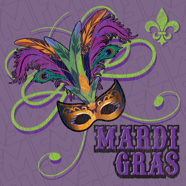 Mardi Gras Feather Mask applied to a shirt