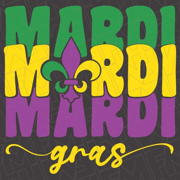 Mardi Mardi Mardi Gras applied to a shirt