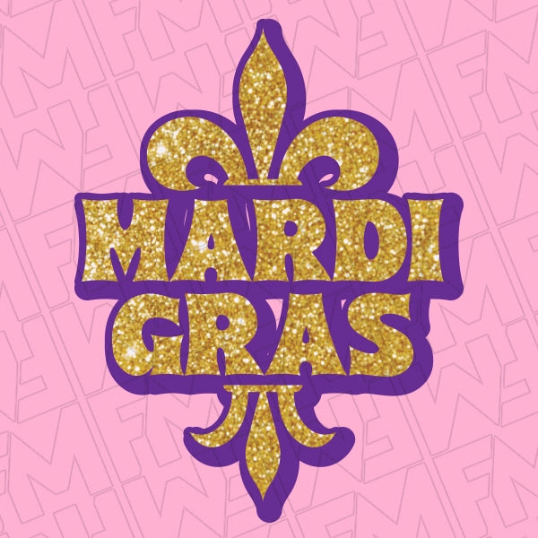 Mardi Gras Glitter Faux applied to a shirt