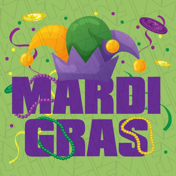 Mardi Gras Jester Hat and Confetti applied to a shirt