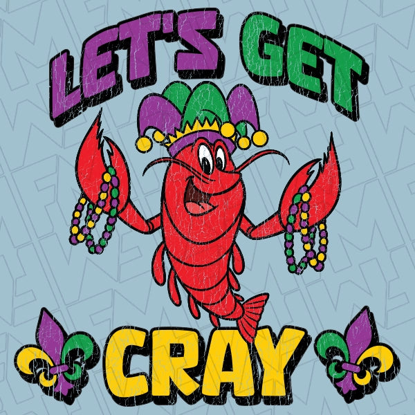 Lets Get Cray Crawfish Cartoon Kids applied to a shirt