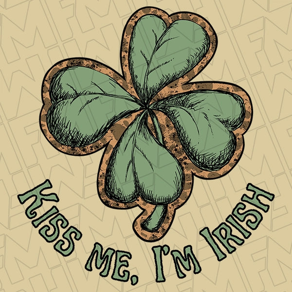 Kiss Me Im Irish Shamrock St Patricks Day applied to a shirt