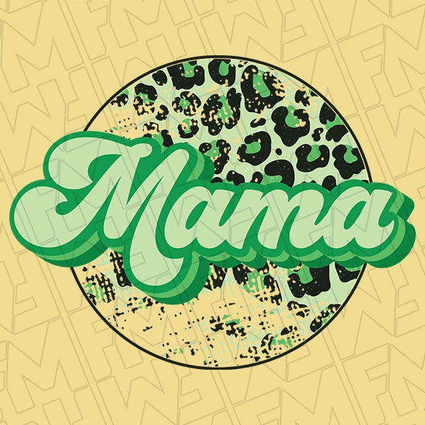 Leopard Mama Script Mommy Me St Patricks Day applied to a shirt