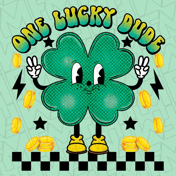One Lucky Dude Checker Shamrock Kids St Patricks Day applied to a shirt