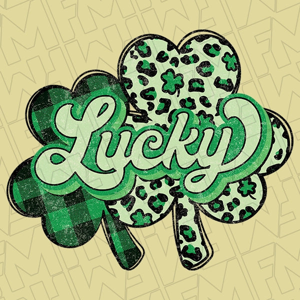 Lucky Leopard Plaid Shamrocks St Patricks Day applied to a shirt
