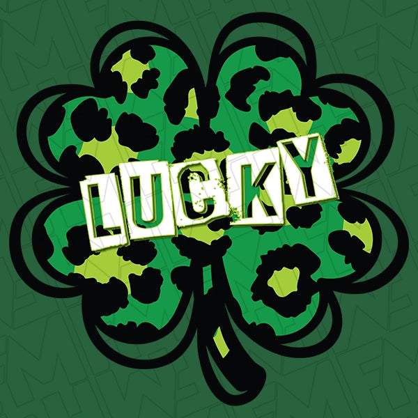 Lucky Leopard Four Leaf Clover St Patricks Day applied to a shirt