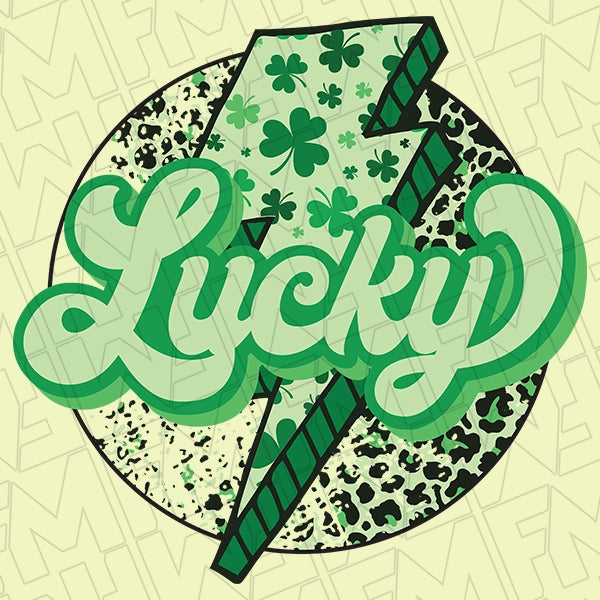 Lucky Lightning Bolt St Patricks Day applied to a shirt