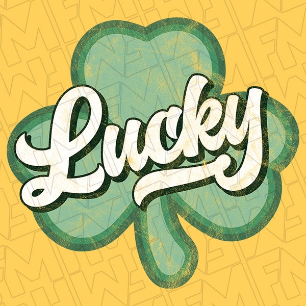 Lucky Script Shamrock St Patricks Day applied to a shirt