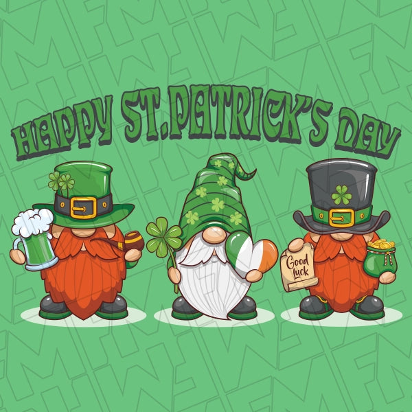 Happy St Patricks Day Gnomes applied to a shirt