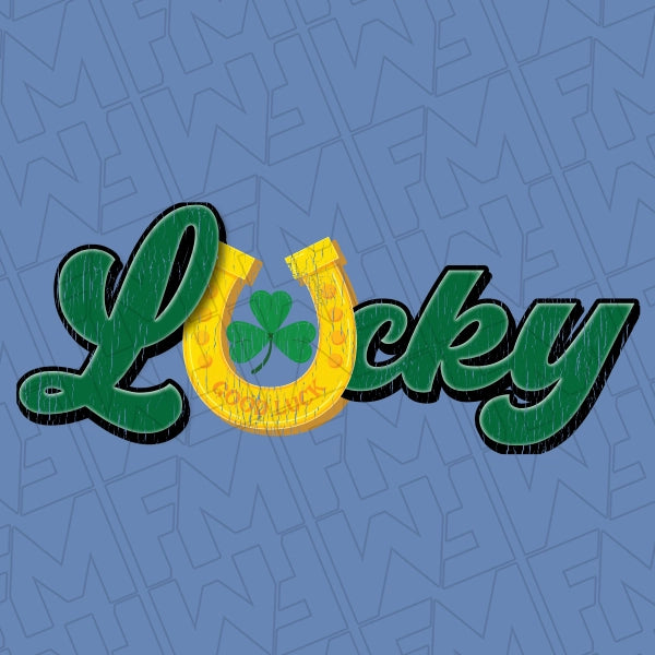 Lucky Horseshoe Clover St Patricks Day applied to a shirt