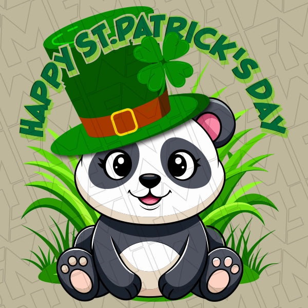 St Patricks Day Panda with Hat Kids St Patricks Day applied to a shirt