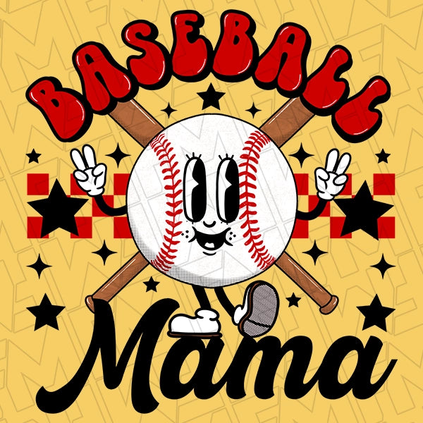 Retro Cartoon Baseball Mama Mothers Day applied to a shirt