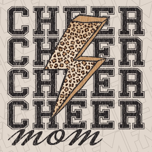 Lightning Bolt Cheer Mom applied to a shirt