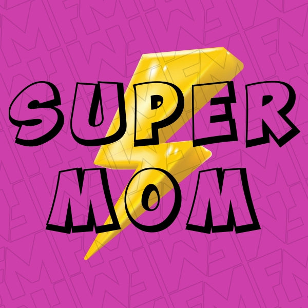 Super Mom Lightening Bolt applied to a shirt