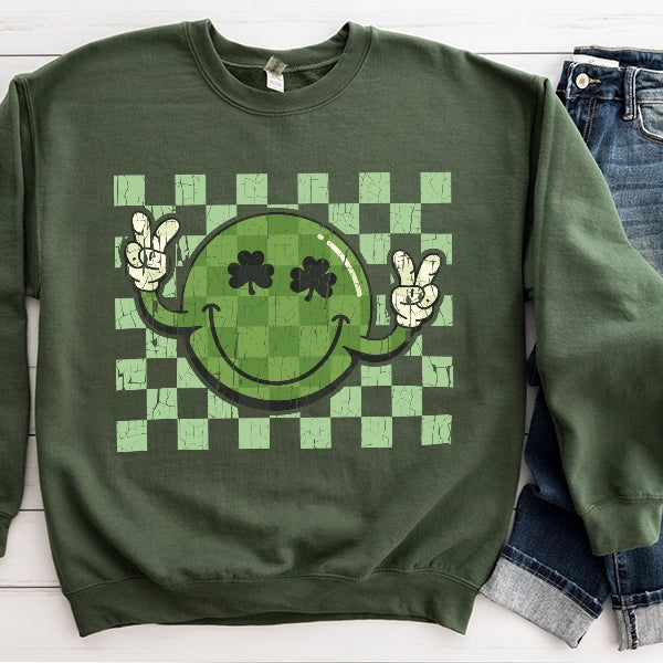 Checkerboard Smiley St Patricks Day DTF Transfer