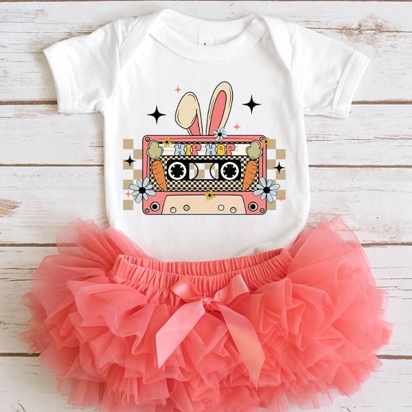 Hip Hop Bunny Cassette Tape Kids Easter applied to a shirt