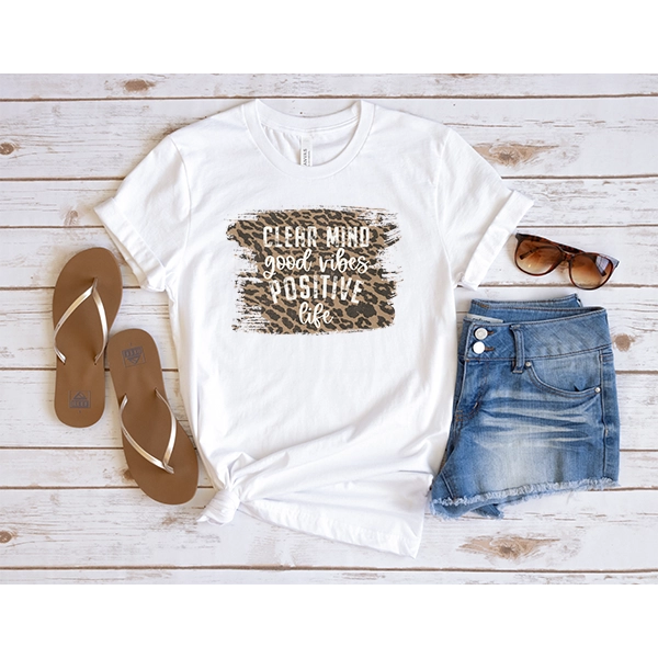 Clear Mind Good Vibes Positive Life Leopard DTF Transfer