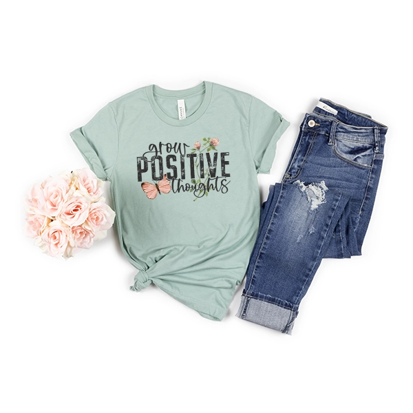 Grow Positive Thoughts Butterfly Flowers DTF Transfer