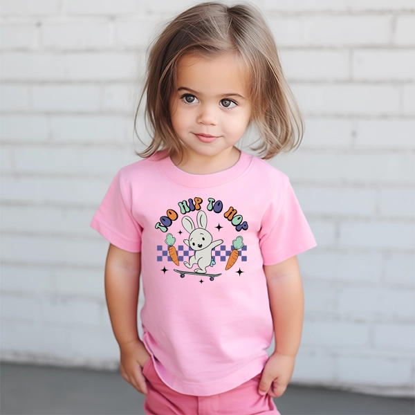 Too Hip To Hop Skate Bunny Kids Easter applied to a shirt