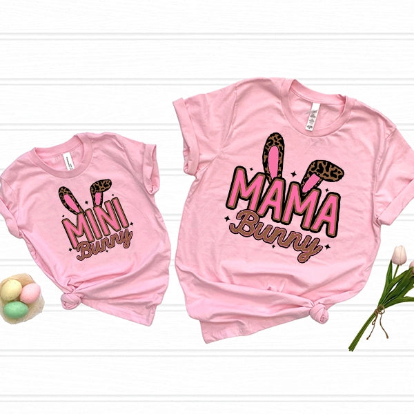 Mini Bunny Leopard Bunny Ears Mommy Me Kids DTF Transfer