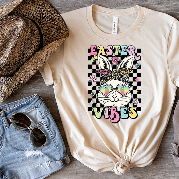 Easter Vibes Checker Easter Bunny DTF Transfer