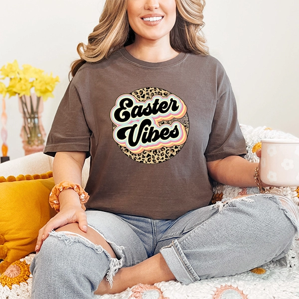 Easter Vibes Leopard Retro Script DTF Transfer