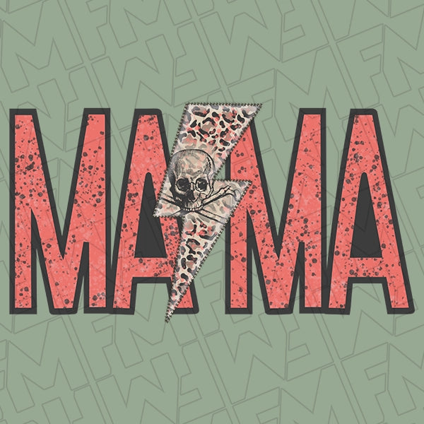 Mama Skull Lightning Bolt Mommy Me Mothers Day applied to a shirt