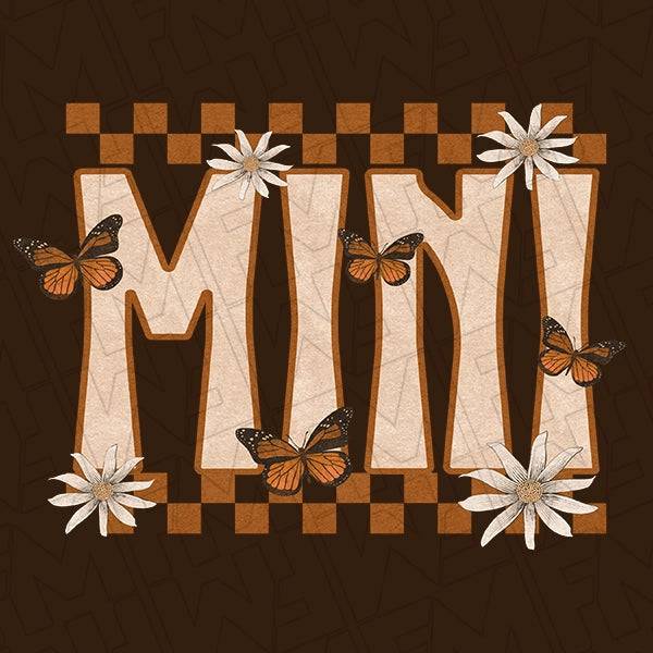 Mini Boho Checker Butterflies Mommy Me Kids applied to a shirt