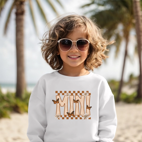 Mini Boho Checker Butterflies Mommy Me Kids DTF Transfer