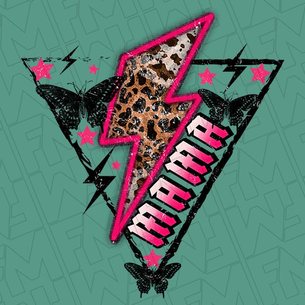 Mama Lightning Bolt Butterflies Mommy Me Mothers Day applied to a shirt