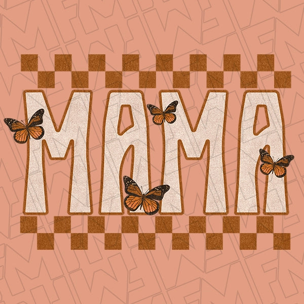 Mama Boho Checker Butterflies Mommy Me Mothers Day applied to a shirt