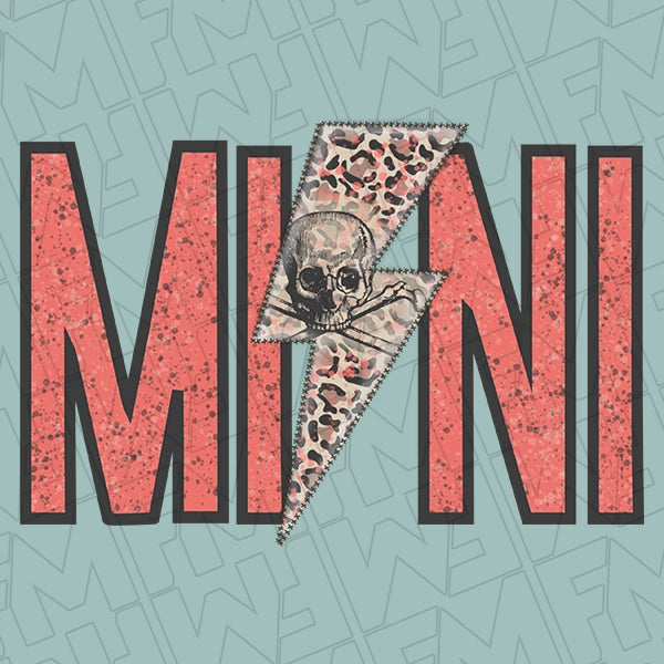 Mini Skull Lightning Bolt Mommy Me Kids applied to a shirt