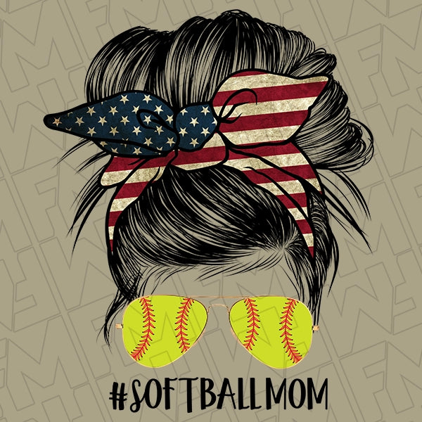 MomLife Messy Bun Softball Mom Mothers Day applied to a shirt