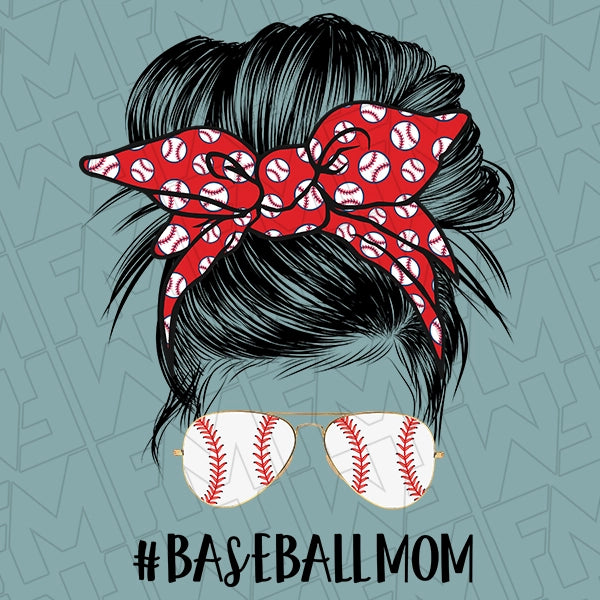 MomLife Messy Bun Baseball Mom Mothers Day applied to a shirt