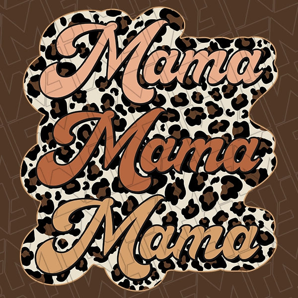 Leopard Stacked Mama Mommy Me Kids applied to a shirt