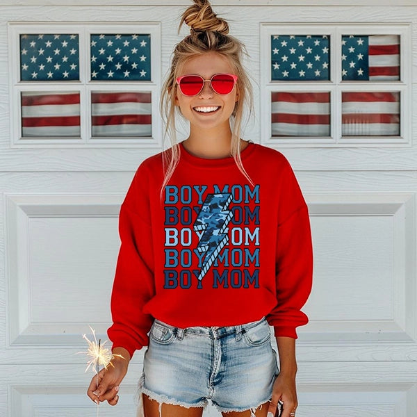 Blue Camo Boy Mom Lightning Bolt Mothers Day DTF Transfer