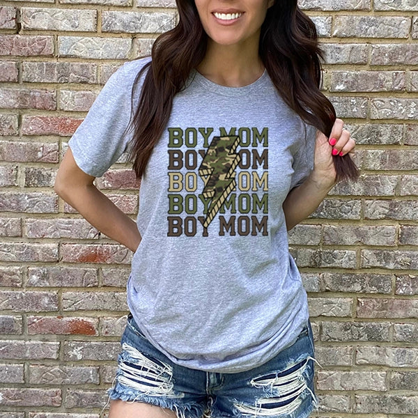 Green Camo Boy Mom Lightning Bolt Mothers Day DTF Transfer