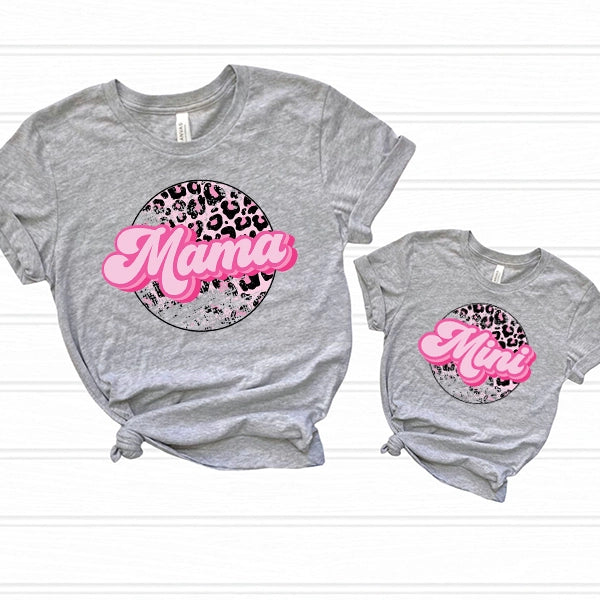 Pink Leopard Mini Script Mommy Me Kids DTF Transfer