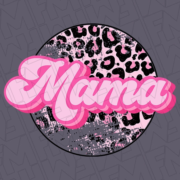 Pink Leopard Mama Script Mommy Me Mothers Day applied to a shirt