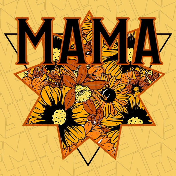Orange Floral Boho Mama Mothers Day applied to a shirt