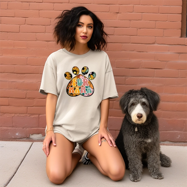 Fur Mama Boho Floral Paw Print Mothers Day DTF Transfer
