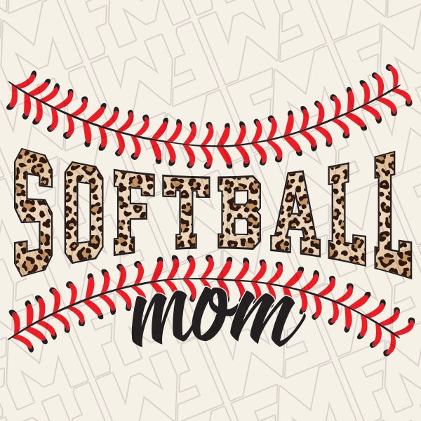 Leopard Softball Mom Stitches Mothers Day applied to a shirt